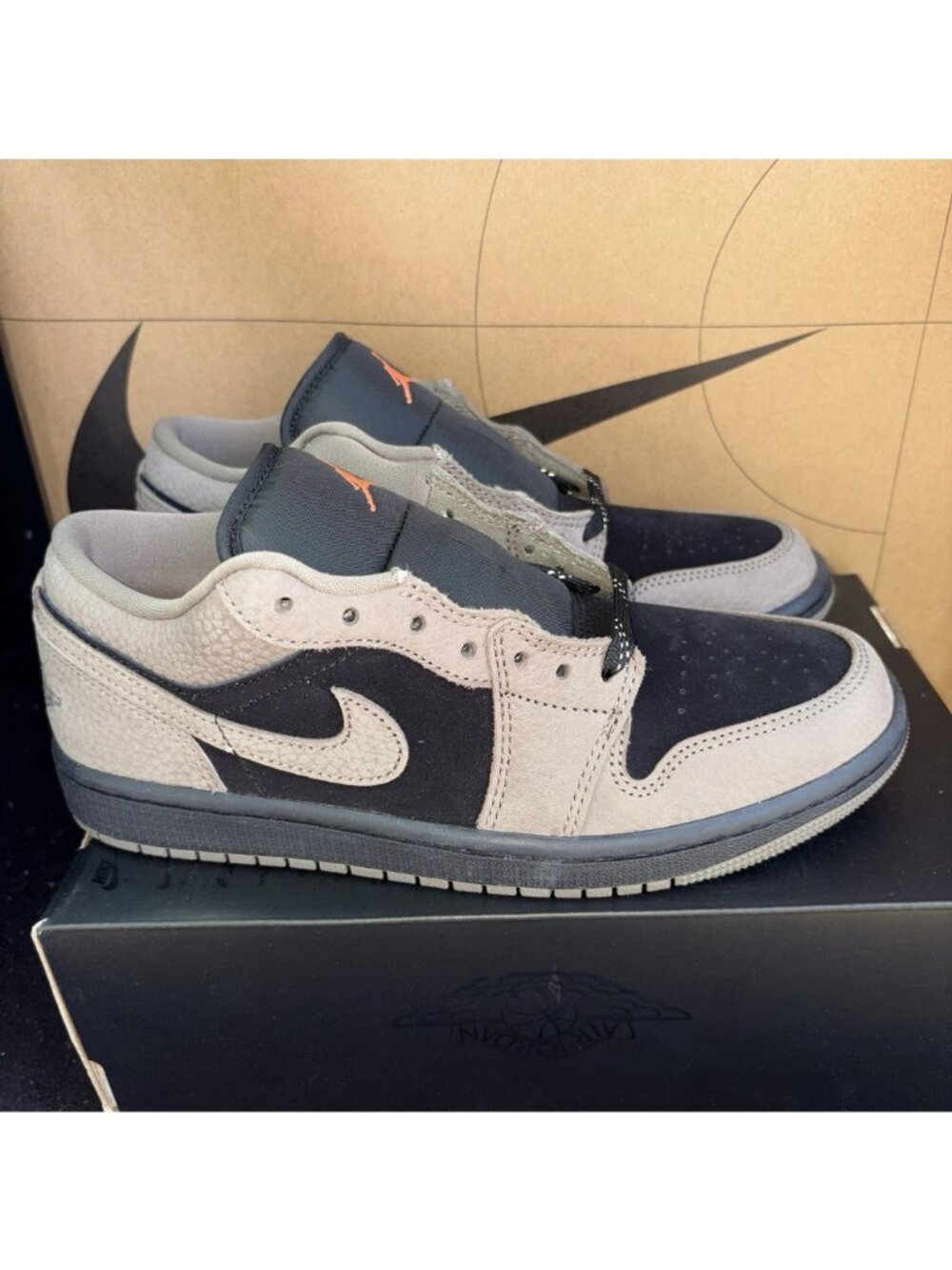 NEW Nike Air Jordan 1 Low SE Black Olive Gray Mango IB7109-005 Men Size 9